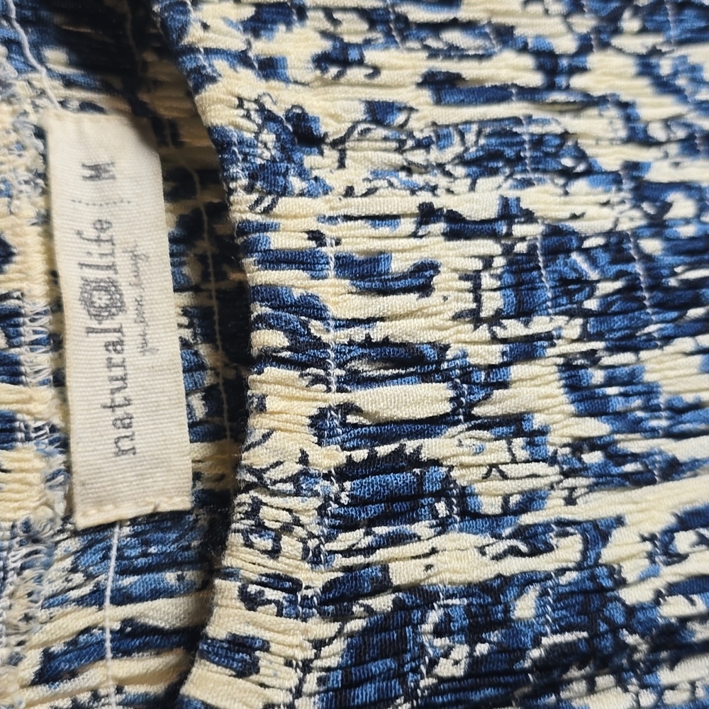 Natural Life Daisy Tiered Midi Dress Ivory Blue Vines Size Medium - Picture 6 of 9